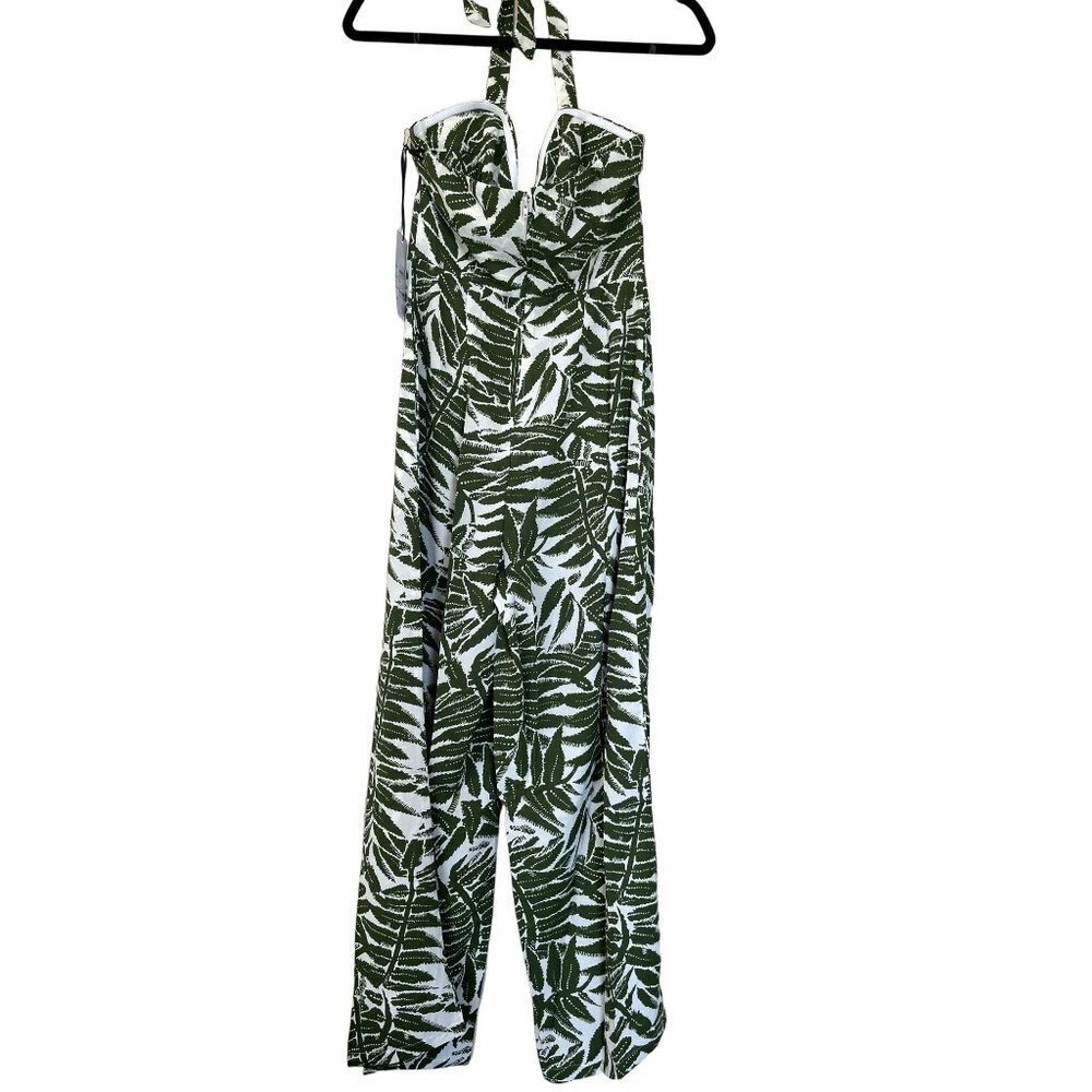 NWT Unique Vintage Green Tropical Print Halter Jumpsuit 4 - Picture 7 of 16